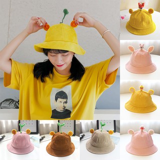 [Baywellfashion]Mũ vành tròn đính mầm cây/tai động vật xinh xắn