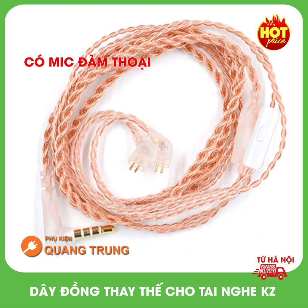 Dây đồng thay thế cho tai nghe kz,có mic đàm thoại