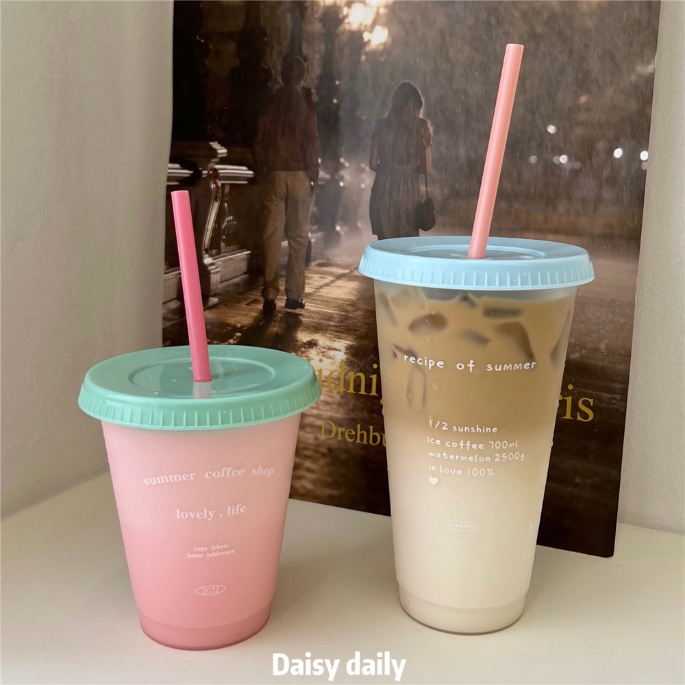 Ly Nhựa Uống Cà Phê In Hình Chú Chó Hoạt Hình Dễ Thương Dung Tích Lớn 470 / 700ml