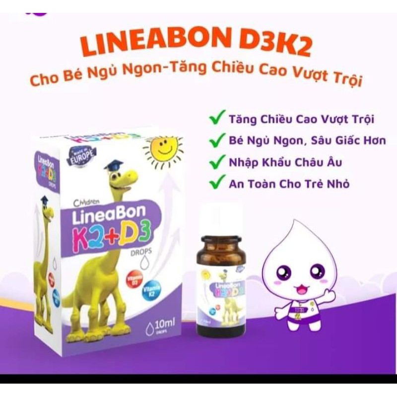 LINEABORN D3K2 BỔ SUNG VITAMIN K2 & D3, DINH DƯỠNG TĂNG CHIỀU CAO CHO BÉ LINEABON K2&D3