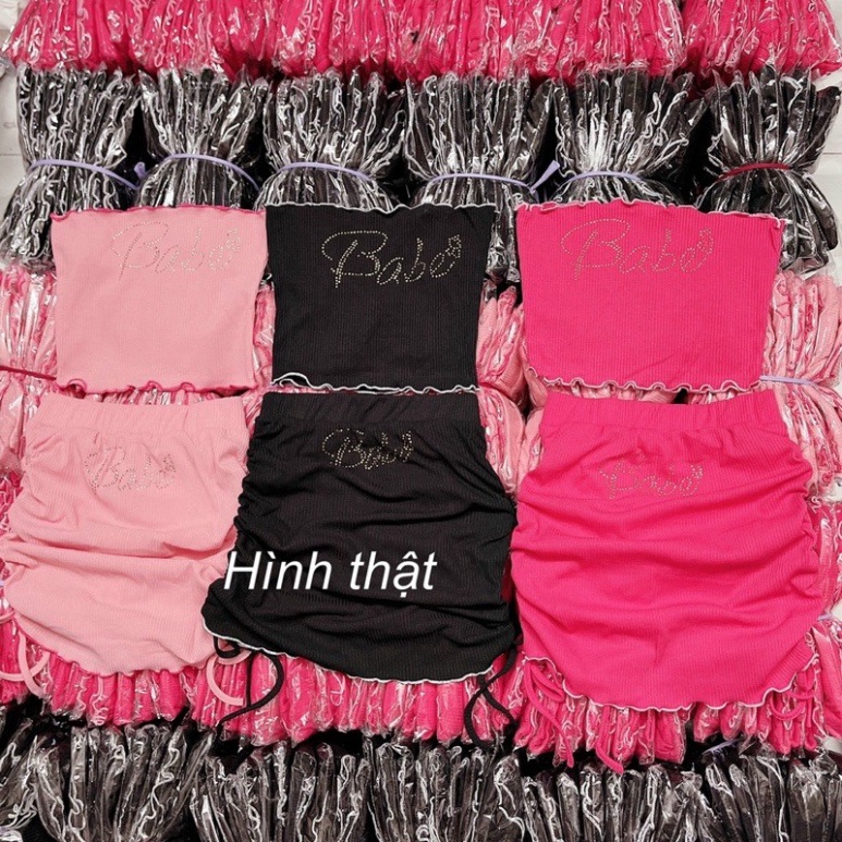 Set bộ áo ống babe kèm chân váy rút dây 2 bên - A5U