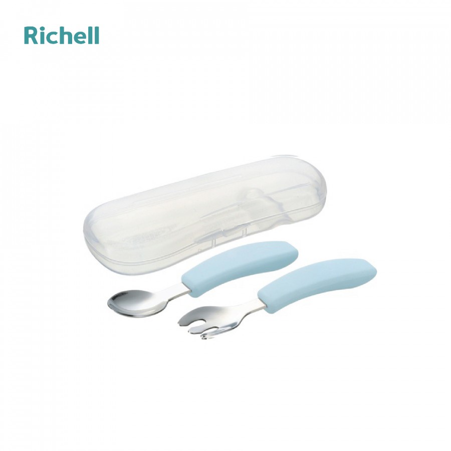 [Chính hãng] Bộ muỗng nĩa inox T.L.I kèm hộp Richell 20179, 20180, 20181