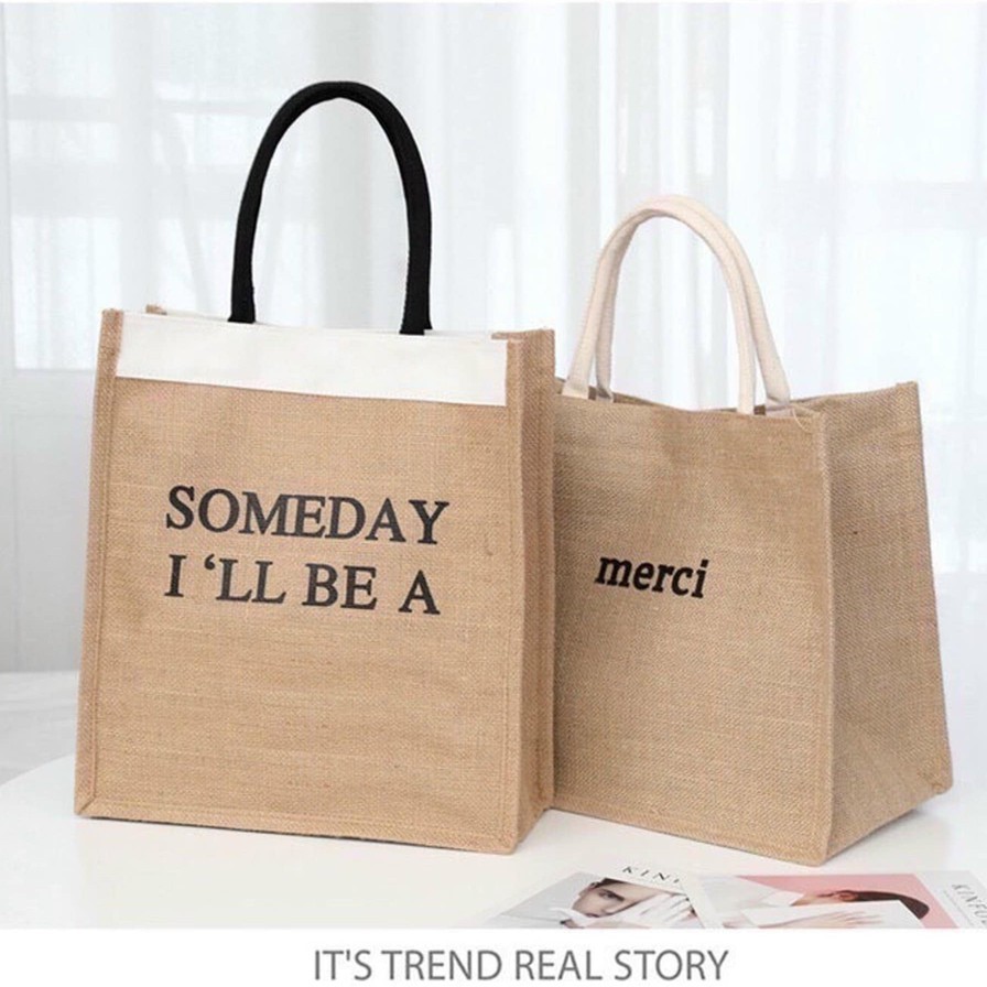 Túi cói Merci và Someday loại 1 có đệm đáy, fom cứng cáp chuẩn fom sống ảo cực sang chảnh-giadungsieure