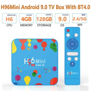 Hộp TV box mini H96 4+128G 6K H6 wifi bluetooth 4.0 kèm bàn phím i8 cho Android 9.0