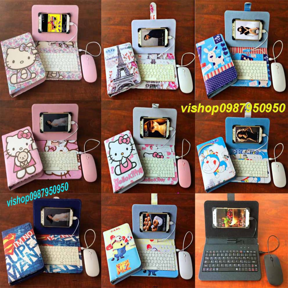 bao da bàn phím cao cấp tặng kèm chuột dùng cho điện thoại +máy tính bảng +iphone và ipad | BigBuy360 - bigbuy360.vn