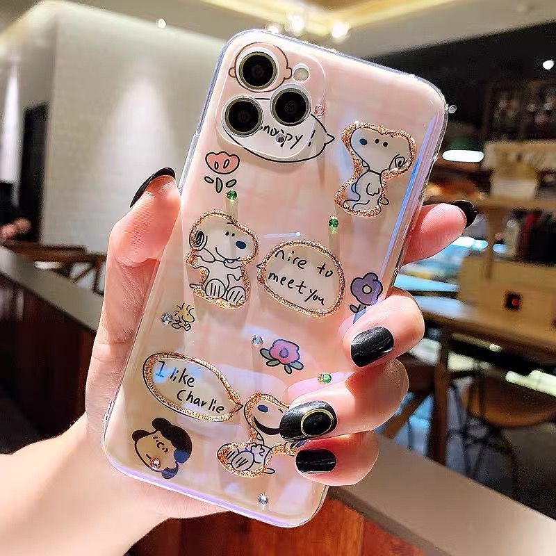Ốp điện thoại họa tiết hoạt hình Snoopy dễ thương cho iPhone 7p/8p/x/xs/xs max/xr/11/12/13/promax