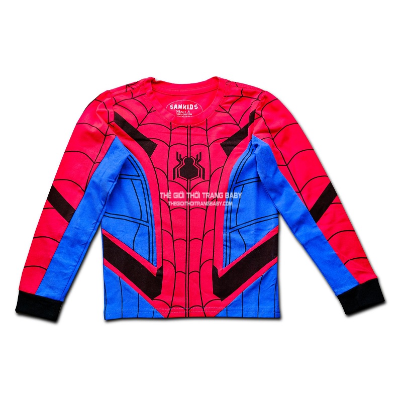 Bộ đồ hóa trang spiderman bé trai từ 2 đến 5 tuổi  samkids tay dài chất vải thun mềm co giản tốt B172