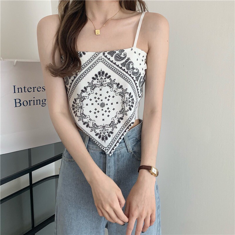 Áo 2 Dây Nữ Thổ Cẩm Họa Tiết - Áo Hai Dây Khăn Yếm Bandana Thổ Cẩm, Cực Đẹp - Luvie