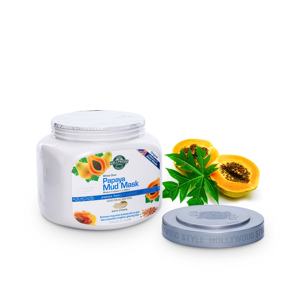 Mặt nạ trắng da chiết xuất đu đủ White Glow Papaya Mud Mask Hollywood Style 600g