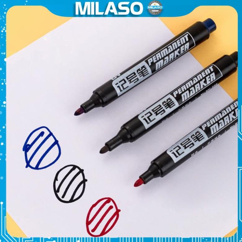 Bút dạ nước MILASO bút lông dầu đánh dấu không trôi mực 3 màu xanh, đỏ, đen SP-001346