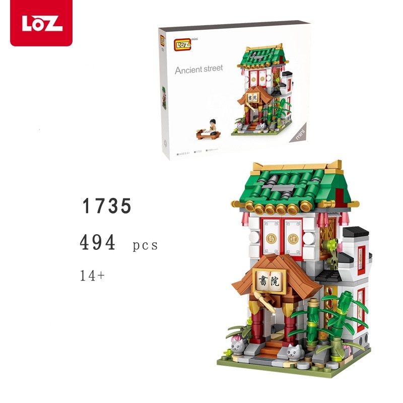 Bộ đồ chơi lắp ráp LOZ building blocks mô hình cửa hàng đường phố hiệu thuốc-cửa hàng vải-học viện- cửa hàng đậu hũ