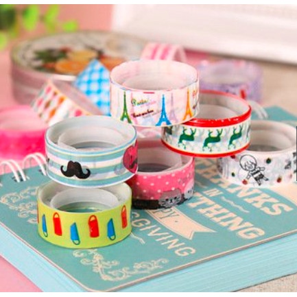 Băng dính hoạt hình trang trí sổ tay họa tiết style hàn quốc, băng dinh washi tape