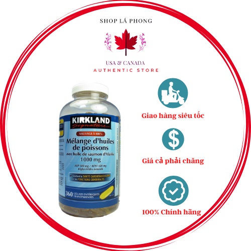Viên uống dầu cá chính hãng Kirkland Signature Wild Fish Oil Blend 1000mg (360 viên)