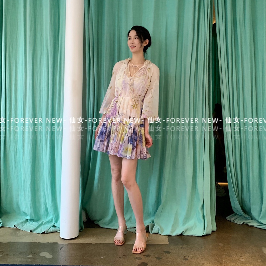 Váy nữ thời trang cao cấp Zimmermann thiết kế in mẫu hoa, phong cách điệu đà