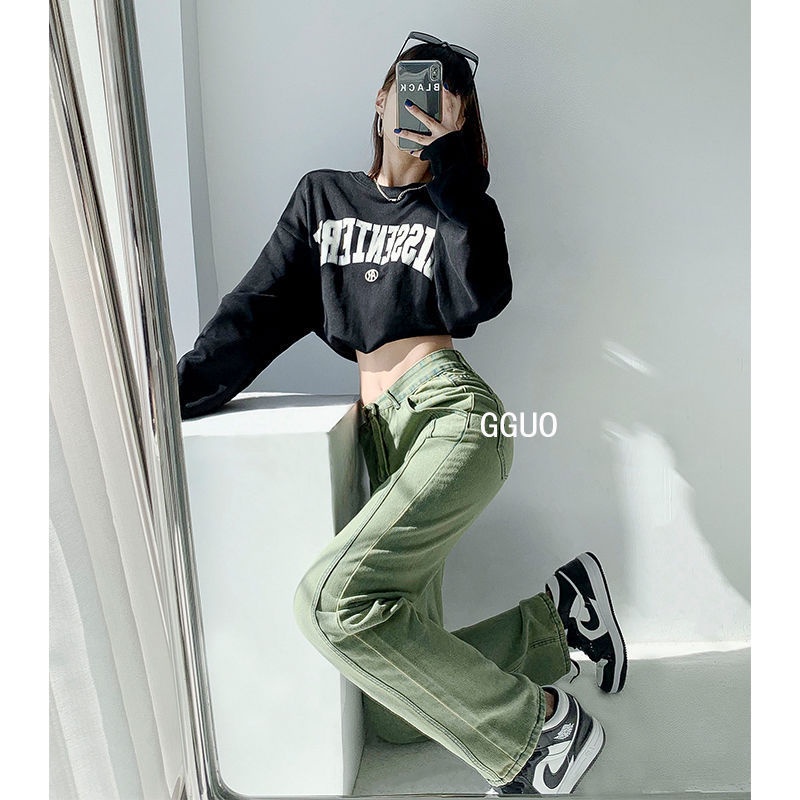 Quần Jean Ống Rộng Lưng Cao Phong Cách Thời Trang Xuân Thu Mới 2022 Dành Cho Bạn Nữ