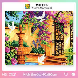 Tranh tô màu số hoá METIS Tranh phong cảnh Chim Bồ Câu C021