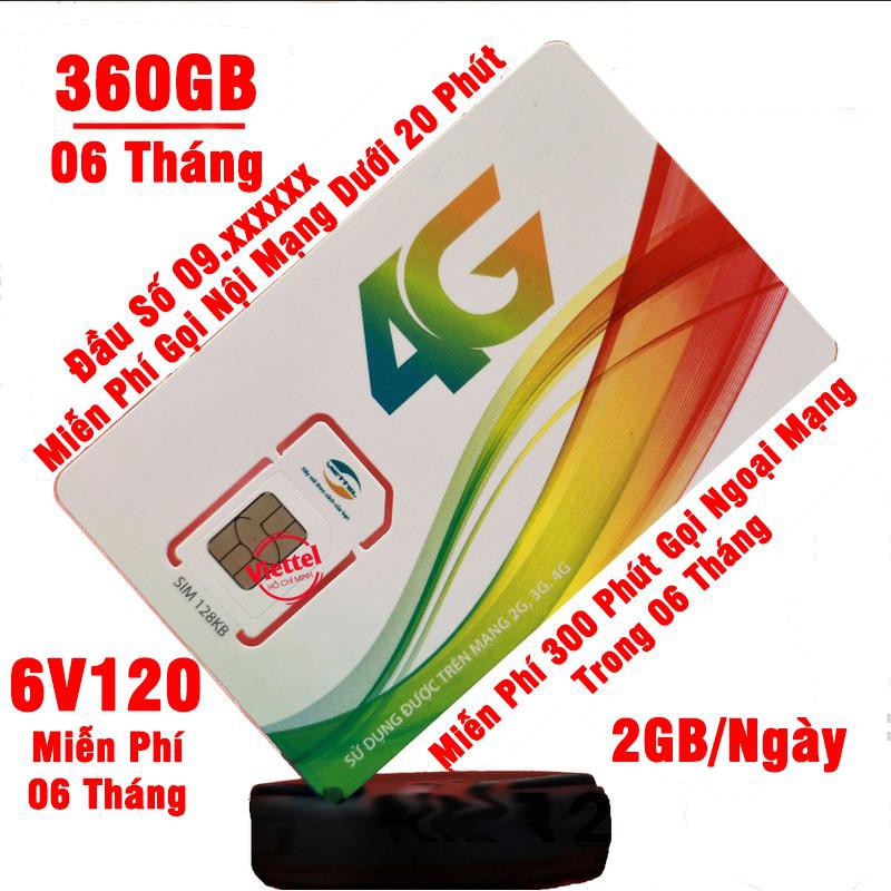 Sim 4G Viettel trọn gói Free Data 360GB/6 Tháng và nghe gọi miễn phí