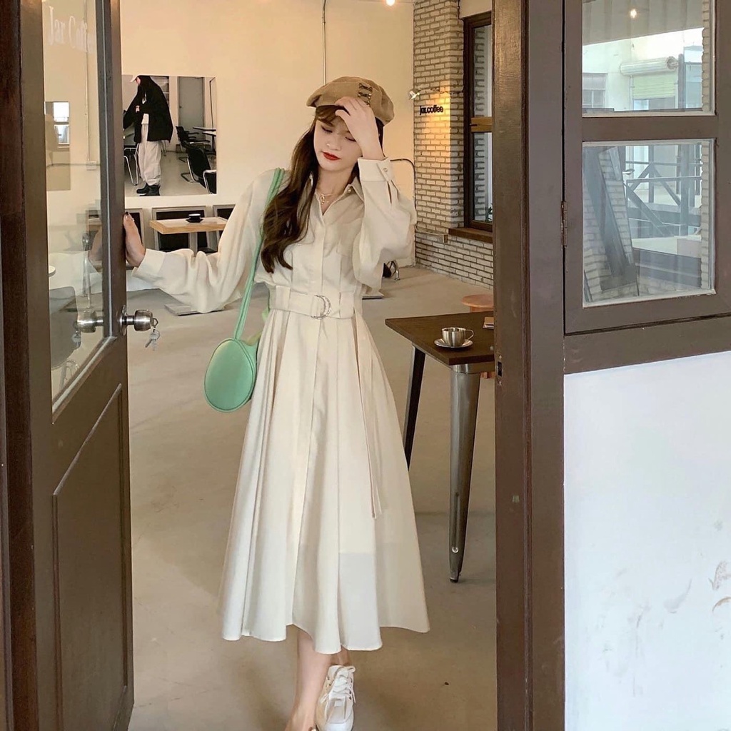 Váy cổ sơ mi dáng dài