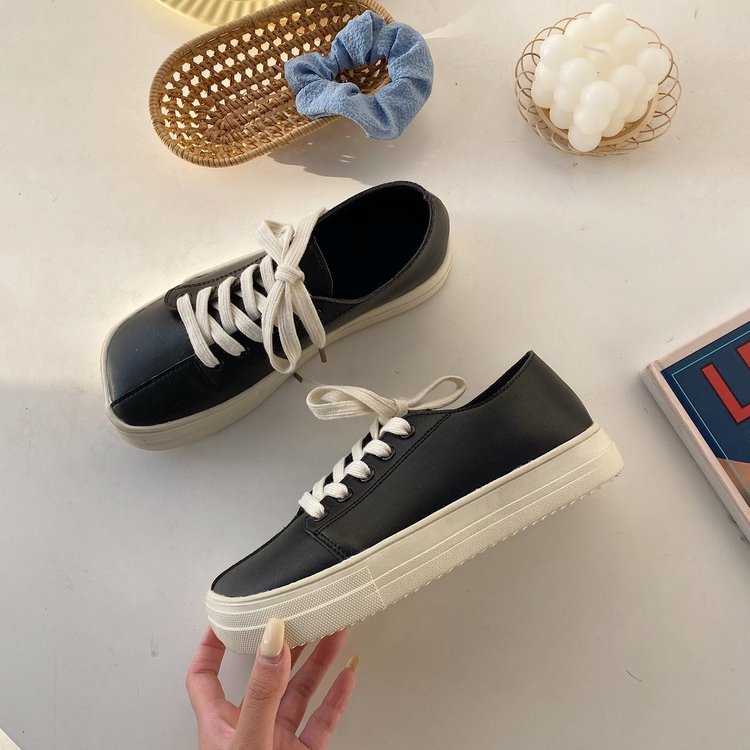 [ Mã 66CBSALE giảm 30K đơn 200K] Giày Thể Thao Vải Bố Đế Bằng Mũi Vuông Buộc Dây Cá Tính Hợp Thời Trang | BigBuy360 - bigbuy360.vn