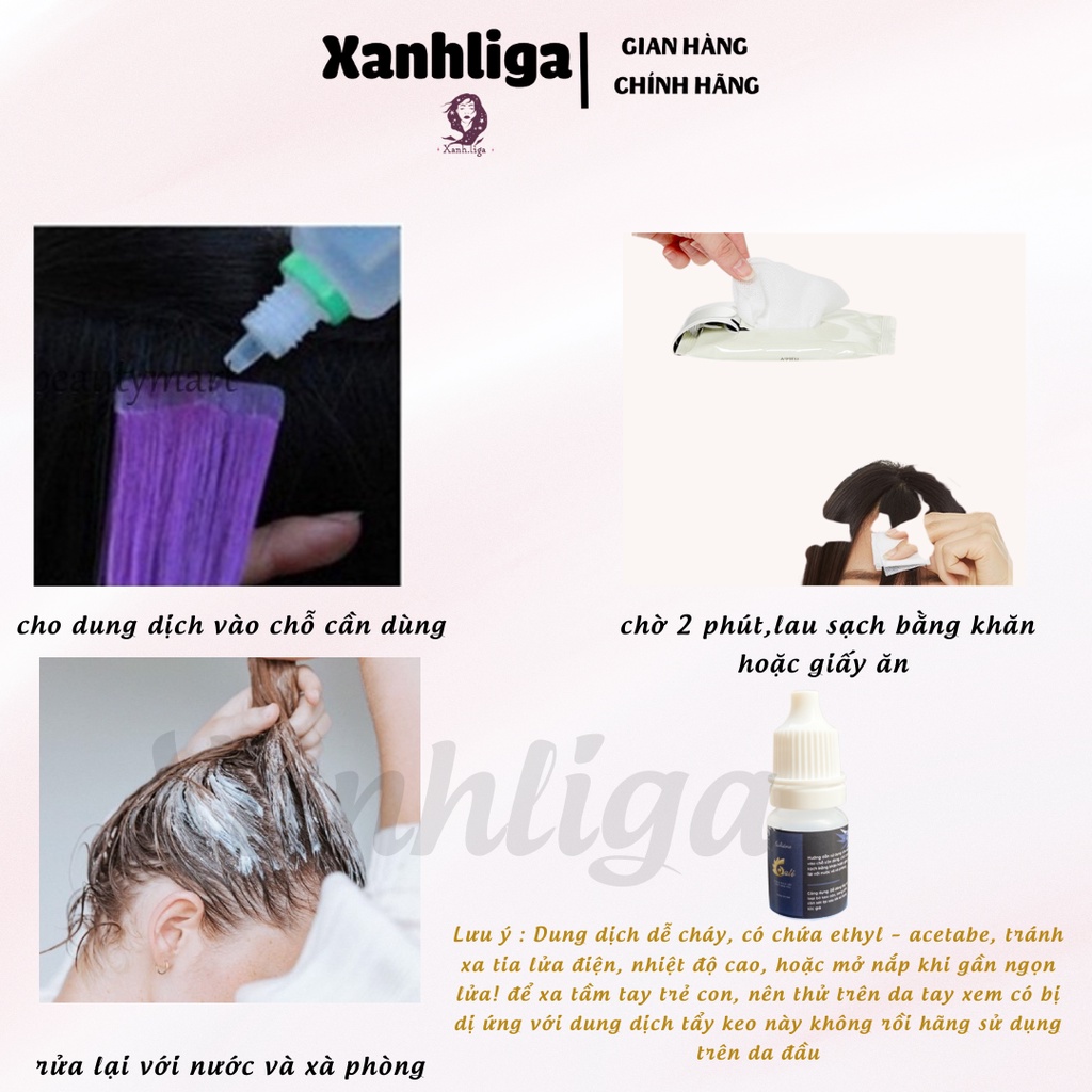 Dung dịch tẩy keo tóc giả, dễ dàng tẩy phần keo sót lại, mùi thơm dễ chịu, dung tích 5ml - Xanhliga