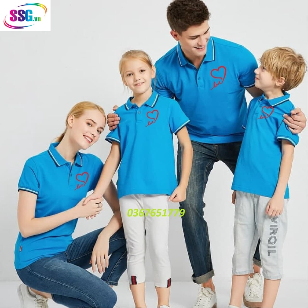 Áo thun polo viền đủ màu - in hình chữ Love