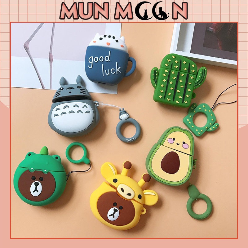 Vỏ case bảo vệ tai nghe không dây bluetooth 1/2/Pro/i12/i9/i7/tws chống va đập, kèm dây móc