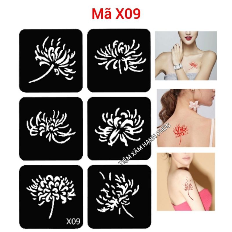 Khuôn hình xăm tạm thời gồm 6 hình xăm giả mã X09