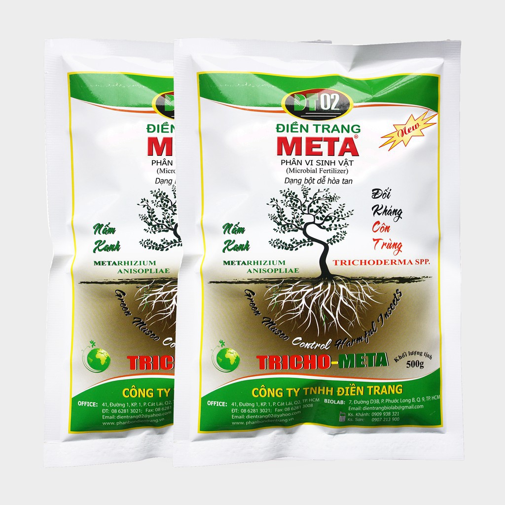 Combo 2 gói phân vi sinh vật Đền Trang-META, nấm đối kháng côn trùng, bảo vệ bộ rễ