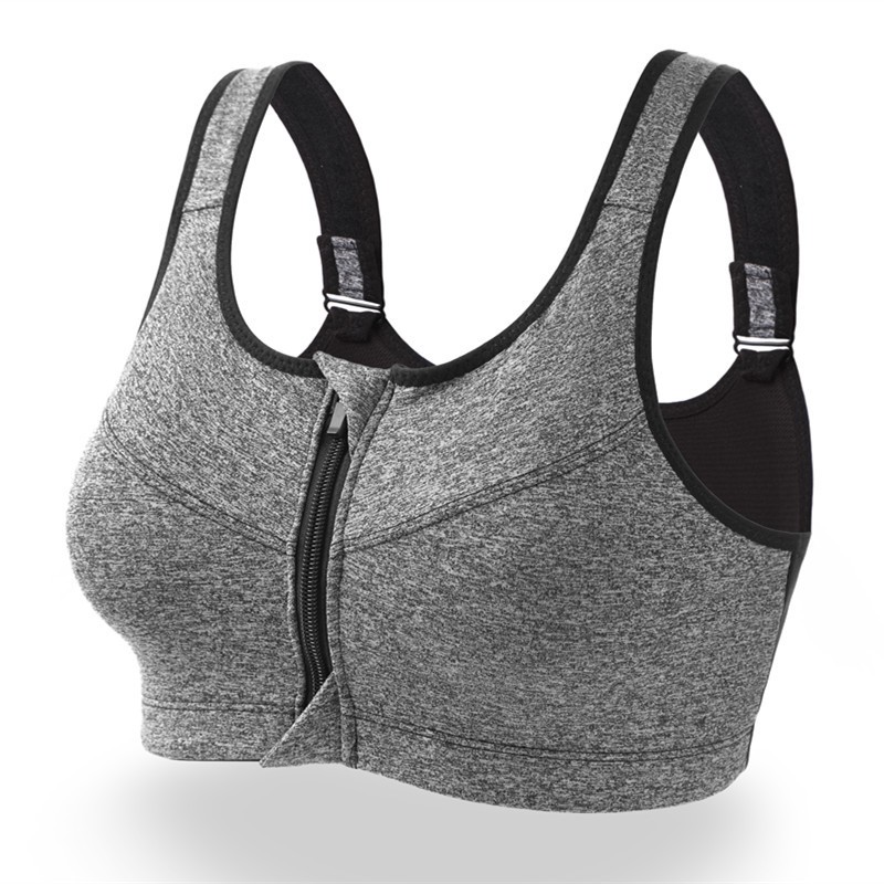 With Front Zipper Shockproof Sports Bra Women High Impact Padded Non-wired Yoga Vest Gym Sports Tops Underwear