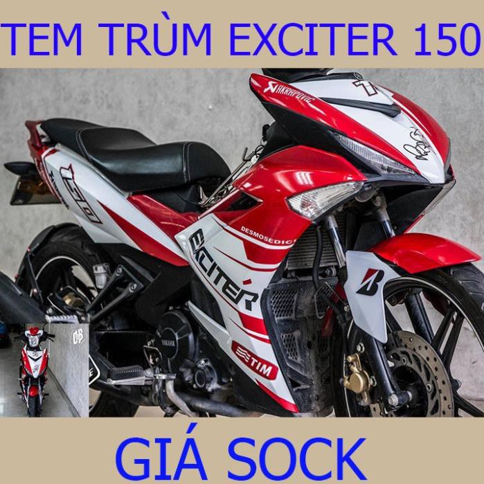 Tem Trùm Xe MÁy Exciter 150 ex Đỏ Trắng