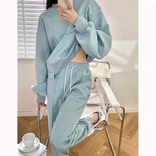 Set bộ nỉ nữ xanh mint gấu lệch