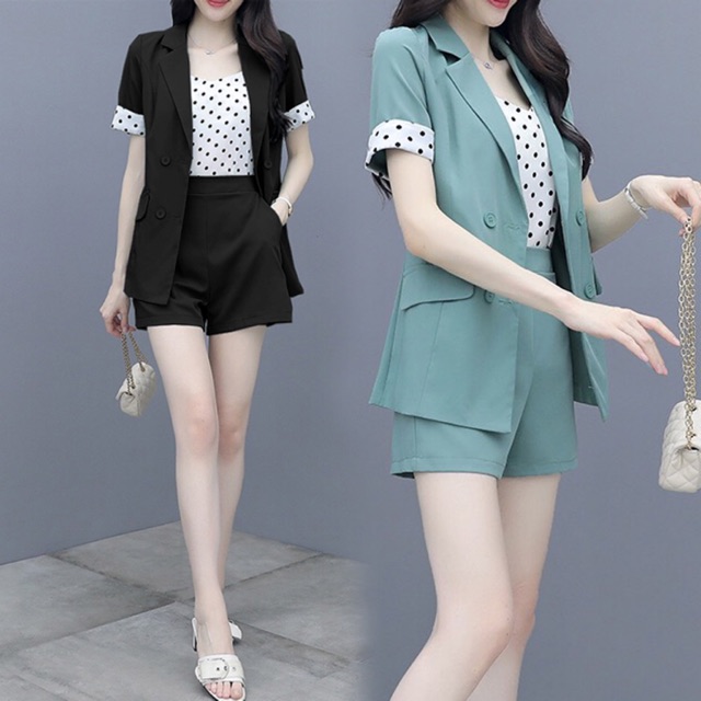 Set bộ vest 3 món short cao cấp bao xinh size M L XL 2Xl