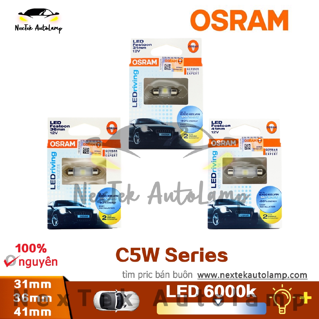 Bóng đèn LED Osram C5W 31mm/36mm/41mm 6000K/6700K tùy chọn 12V 269 tiện dụng cho đồ nội thất