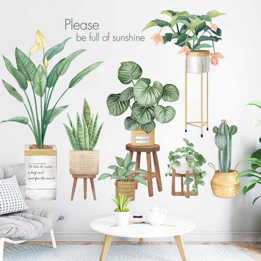 Decal dán tường Hàn Quốc trang trí nhà cửa mẫu cây hoa lá khổ lớn C79