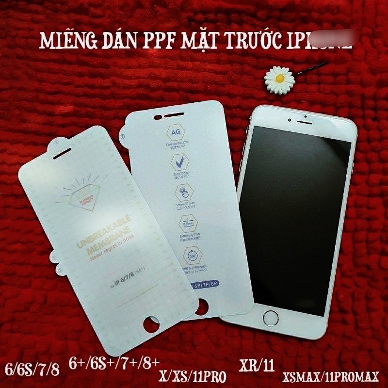 PPF mặt trước dành cho ip 6 đến 12Promax - Trong suốt và Nhám chống vân tay -  Bảo vệ full màn hình