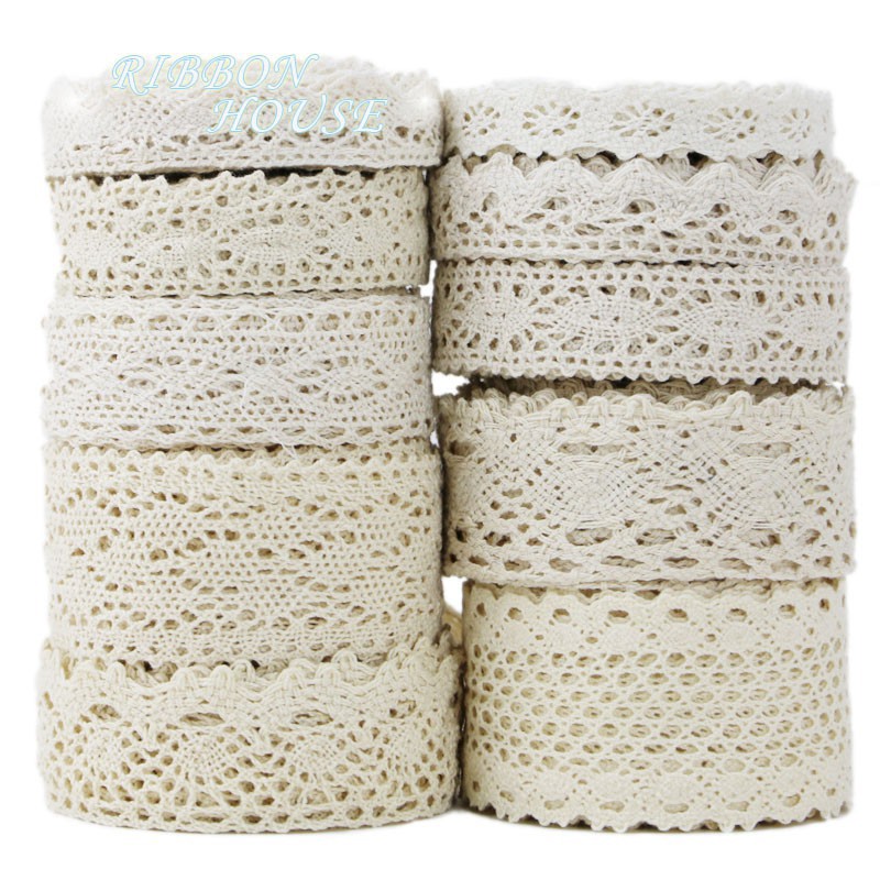 Set 10 Cuộn Dây Ren Cotton Dùng Để Trang Trí Đa Năng Tiện Dụng
