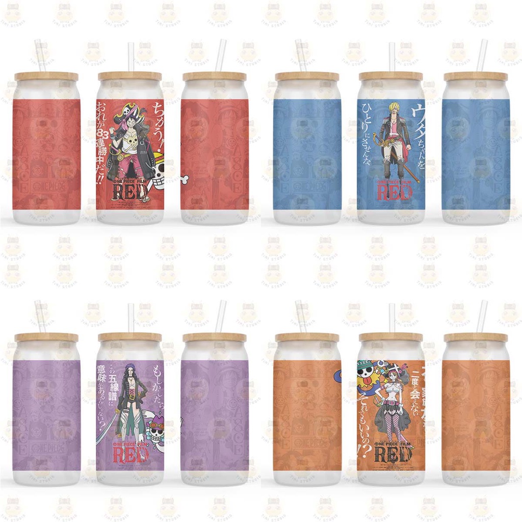 Bình Thủy Tinh Trắng Mờ Hình One Piece - Tỉ Mỉ Studio -  Mã 0808FG02