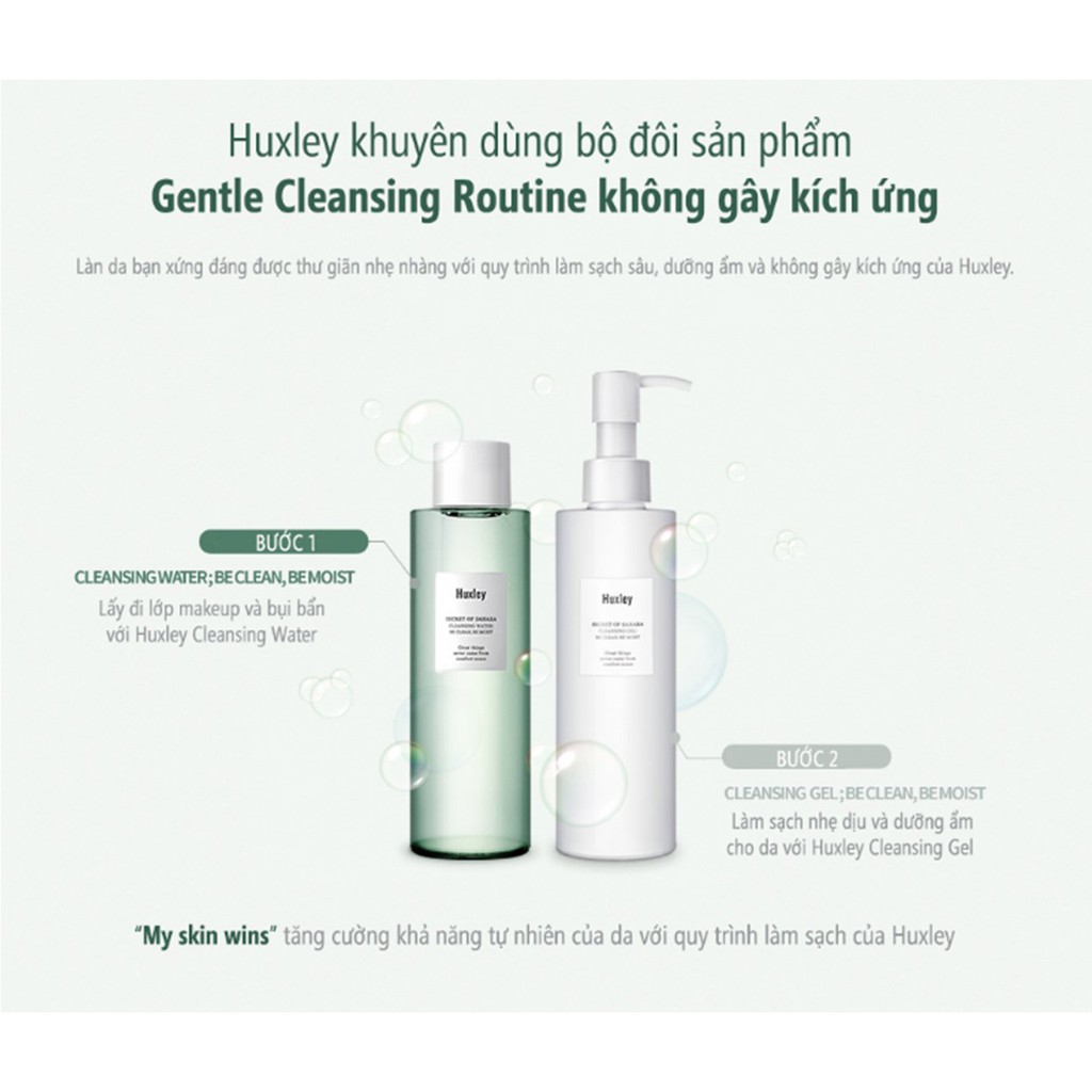 Nước Tẩy Trang Dưỡng Ẩm Huxley Chiết Xuất Xương Rồng Huxley Cleansing Water; Be Clean, Be Moist 200ml - Fullsize