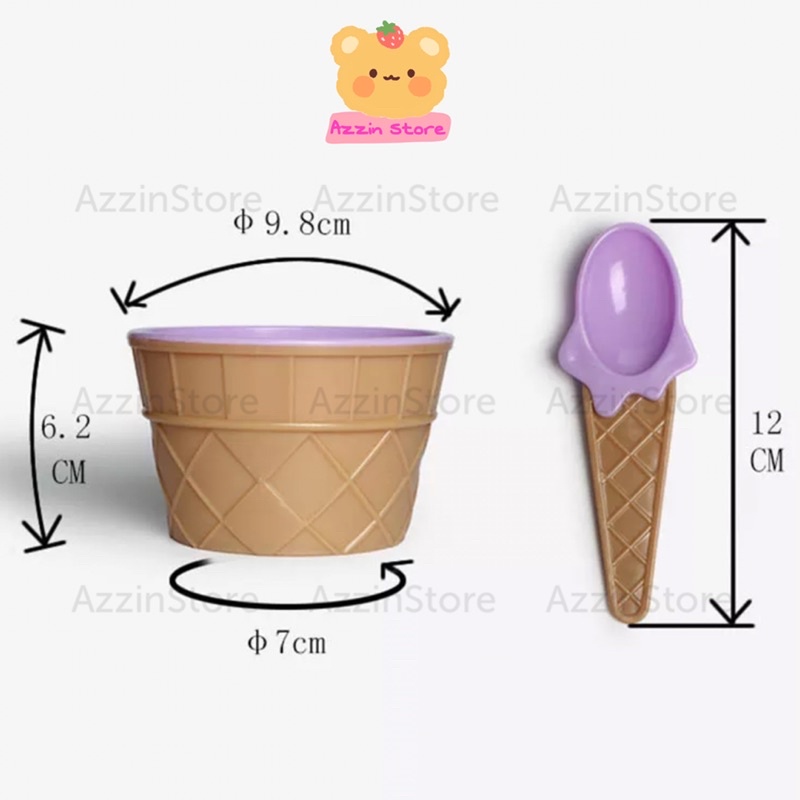 Bộ bát muỗng chén hình que kem ốc quế màu sắc dễ thương - Azzin Store