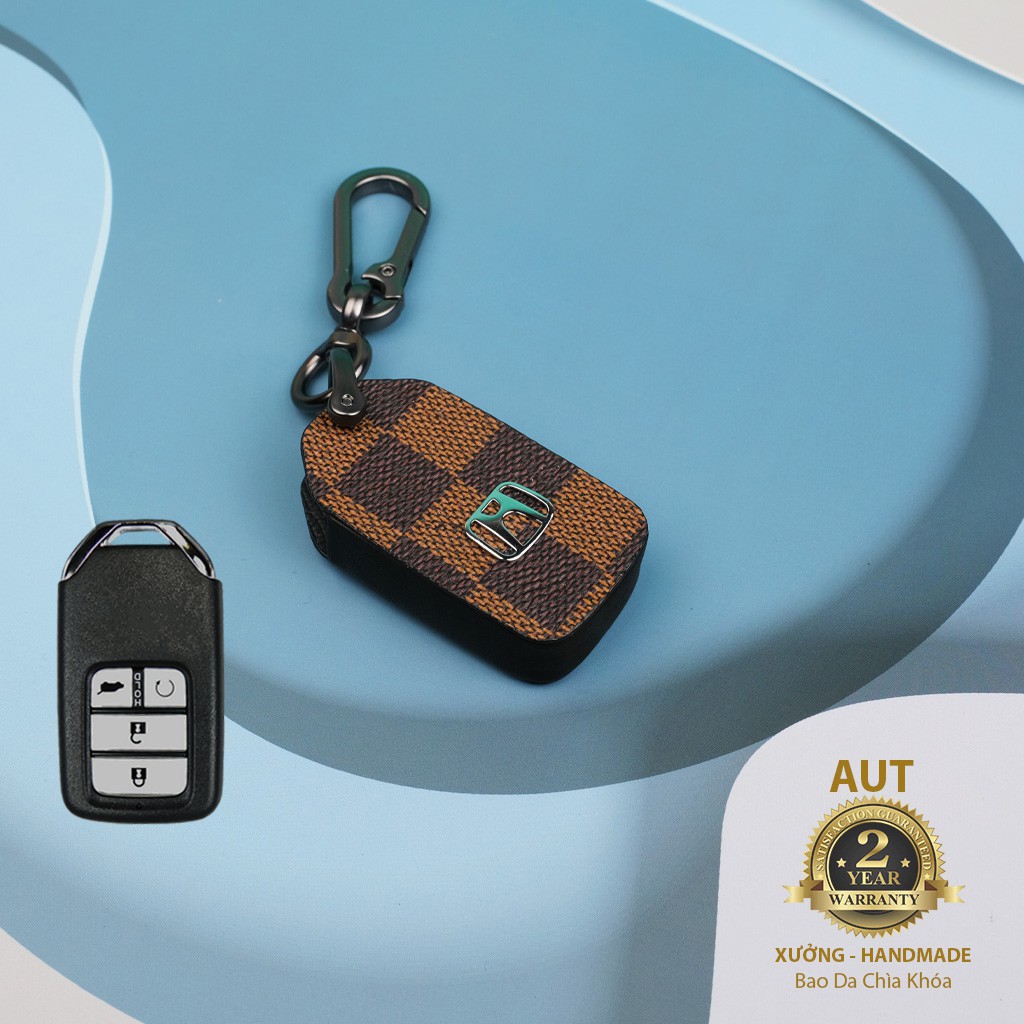 Bao da chìa khóa Honda 4 nút (Honda City, CIVIC, ACCORD, CR-V,HR-V,Odyssey) da Canvas L V xẻ túi