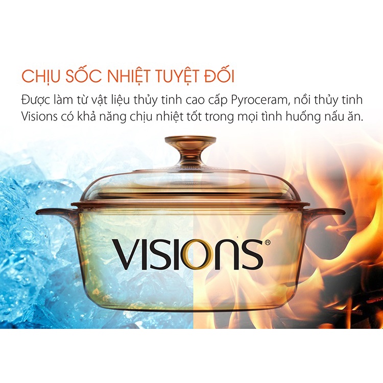 Nồi Thủy Tinh Visions Dung Tích 0.8 ~ 3.5L - Hàng chính hãng