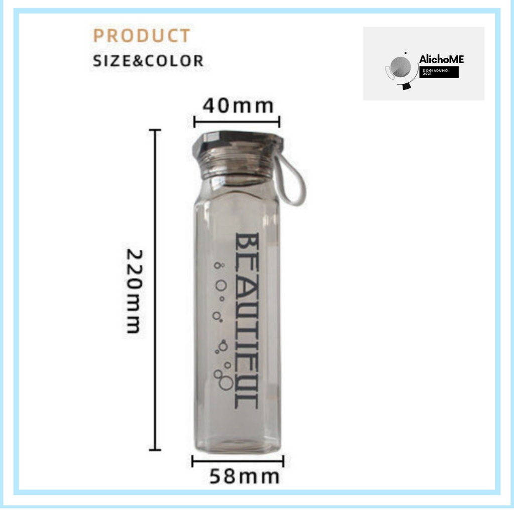 Bình nước thủy tinh beautiful 500ml vuông kiểu dáng năng động trẻ trung