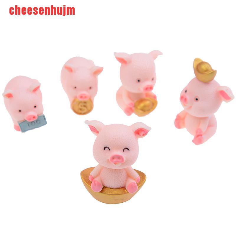 Set 5 Mô Hình Chú Heo Dễ Thương Trang Trí Vườn Diy