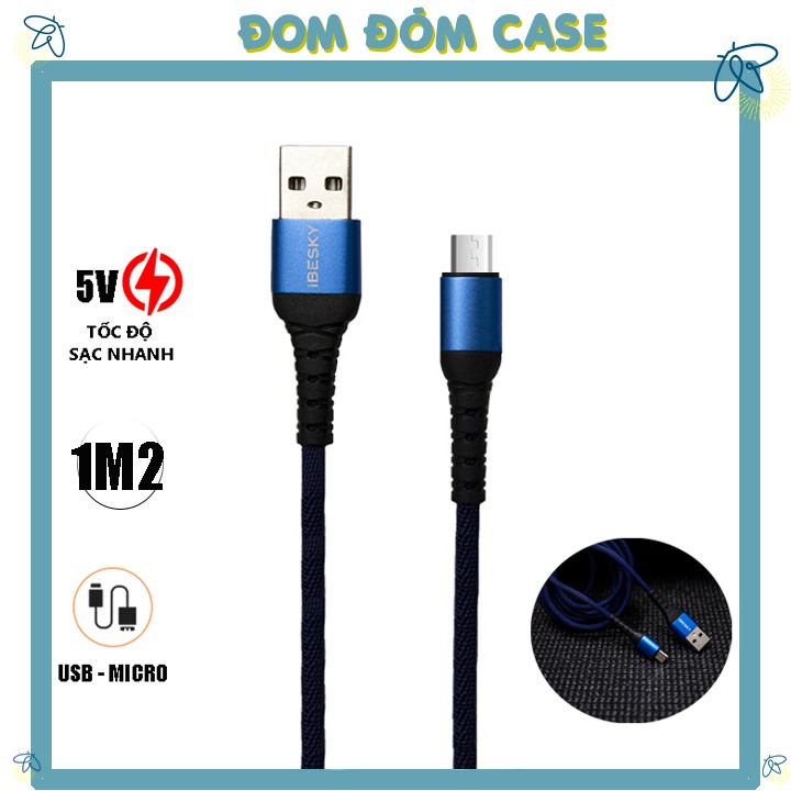 Dây Sạc Micro USB IBESKY LS32 X14 , Cáp Sạc 5A Dài 1M2 Cho Android Chính Hãng