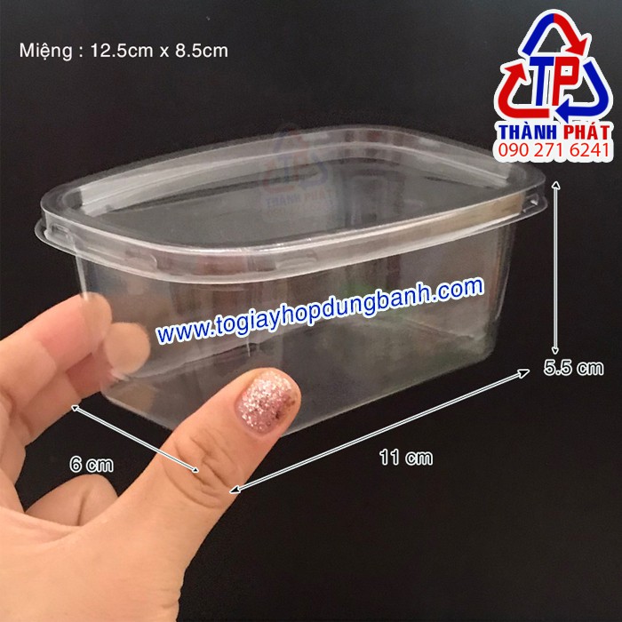 Hộp nhựa XY092 - Hộp nhựa chữ nhật đựng bánh mousse - Hộp đựng tiramisu- Hộp đựng bánh Panna cotta