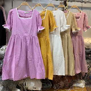 XẢ Đầm - váy babydoll nhiều màu ren cổ 1106