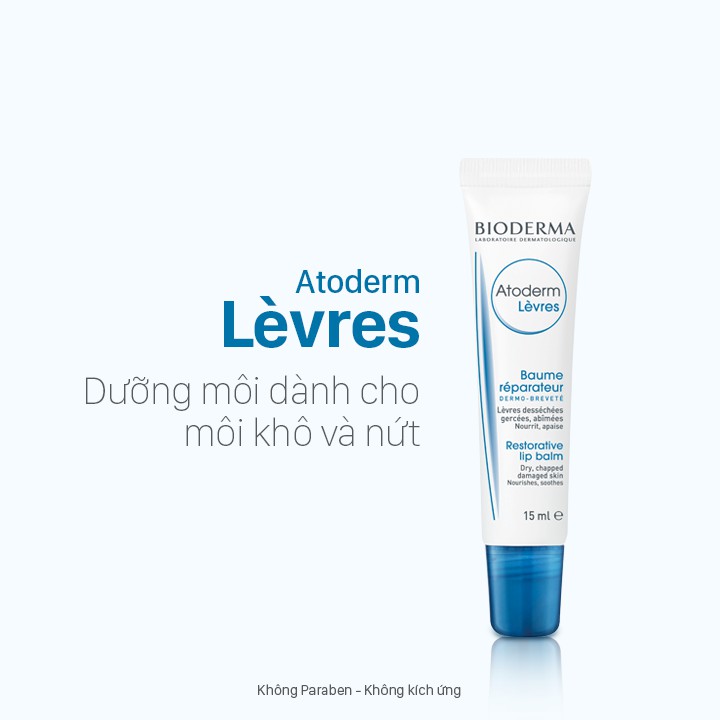 Kem Dưỡng Môi Bioderma Atoderm Lips Balm Làm Dịu Môi Bị Khô, Nứt Nẻ Và Tổn Thương 15ml