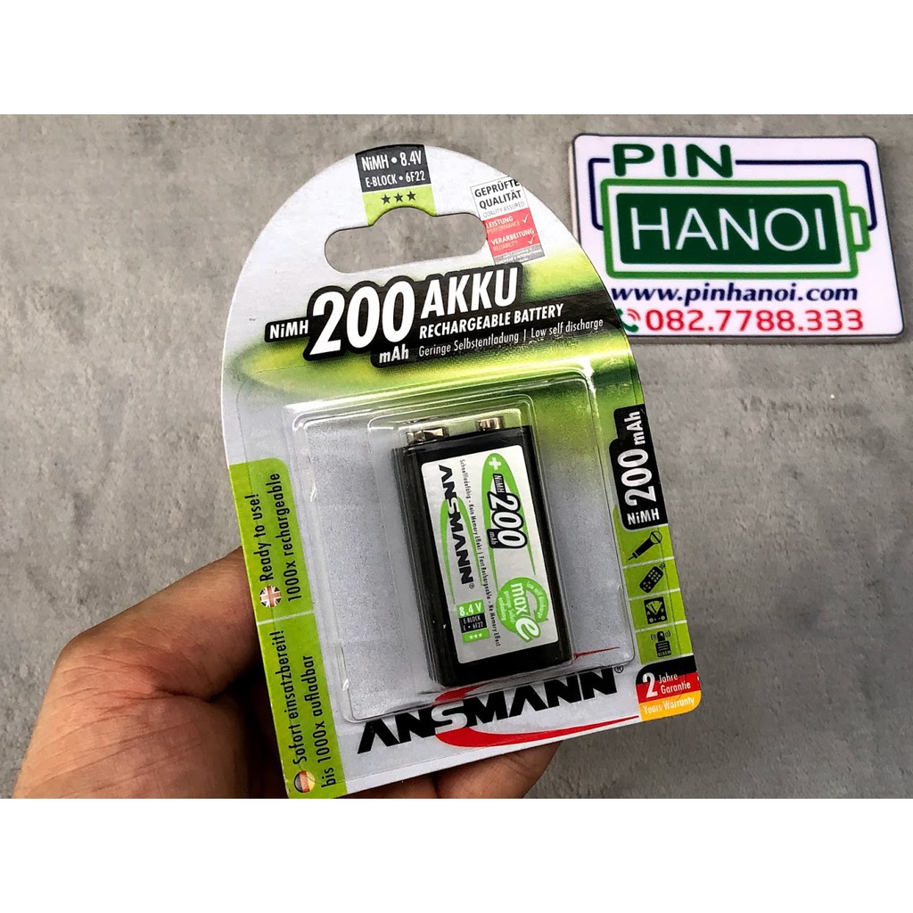 Pin sạc ANSMANN Pin 9V NiMH E 6F22 200mAh 5035342