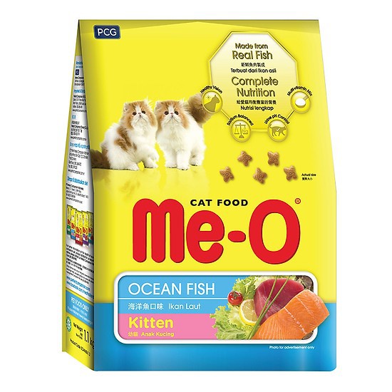 Thức ăn cho mèo con me-o kitten vị cá biển 1.1kg dưới 12 tháng