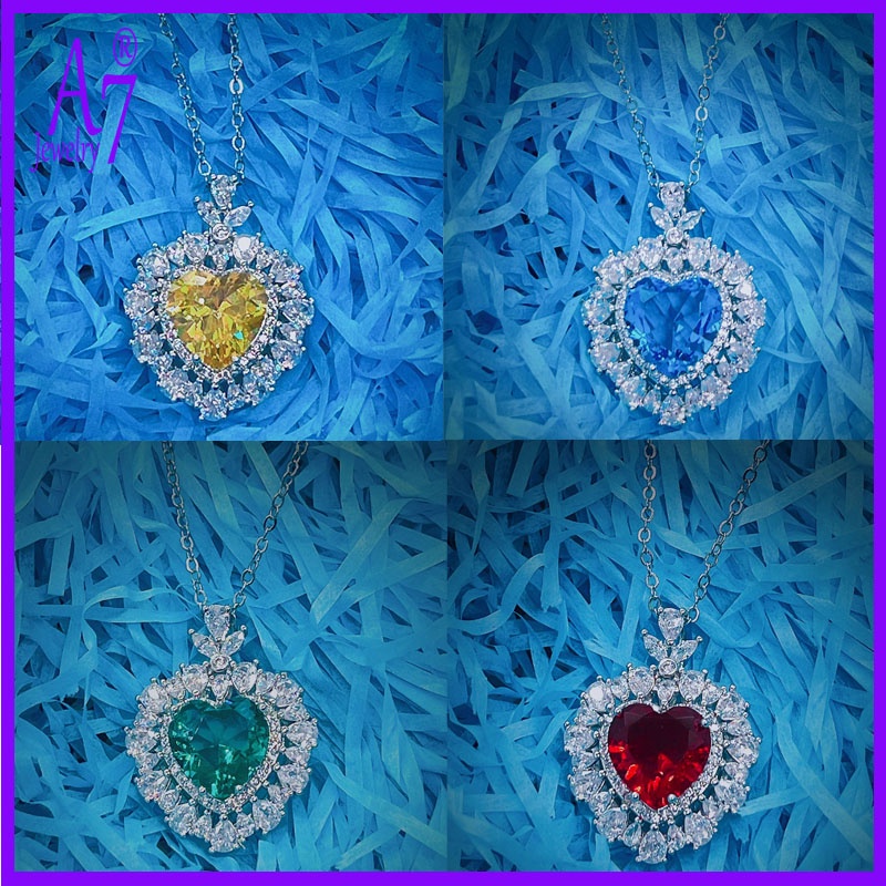 Vòng cổ Mặt Trái Tim Đính Đá A7 Nhiều Màu Sắc